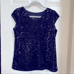 Mossimo Black sequined short sleeves/cap sleeves evening, cocktail top. Size S/P